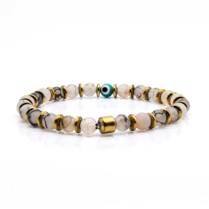 Bransoletka biała / przezroczysta koraliki - kamienie naturalne kwarc