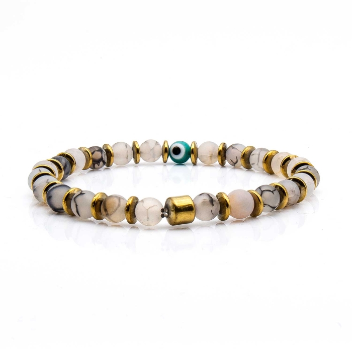 Bransoletka biała / przezroczysta koraliki - kamienie naturalne kwarc