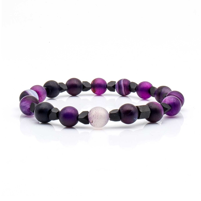 Bransoletka fioletowa - koraliki - kamienie naturalne ametyst