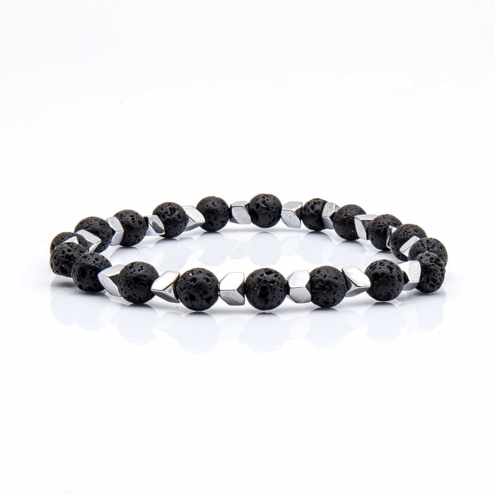 Bransoletka czarna koraliki - kamienie naturalne lawa wulkaniczna