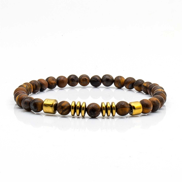 Bransoletka brązowa koraliki - kamienie naturalne tygrysie oko