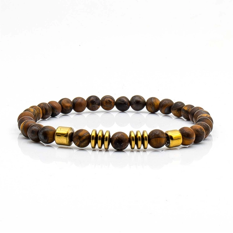 Bransoletka brązowa koraliki - kamienie naturalne tygrysie oko