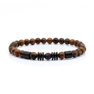 Bransoletka brązowa koraliki - kamienie naturalne tygrysie oko