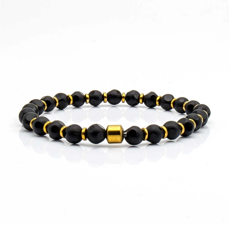 Bransoletka czarna koraliki - kamienie naturalne onyks