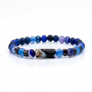 Bransoletka granatowa - koraliki - kamienie naturalne agat