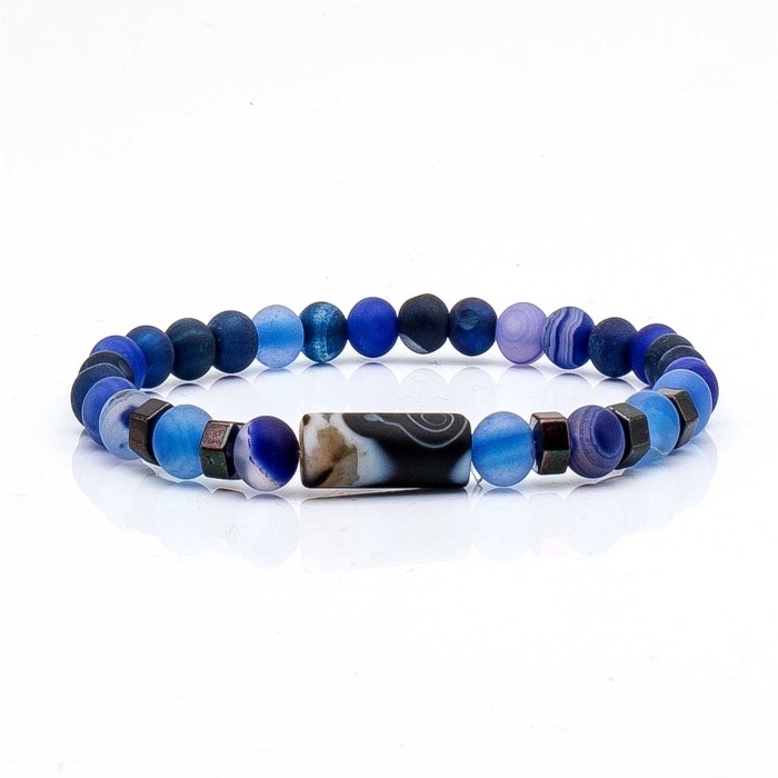 Bransoletka granatowa - koraliki - kamienie naturalne agat