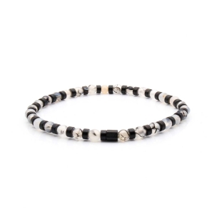 Bransoletka czarno-biała koraliki - kamienie naturalne turmalin
