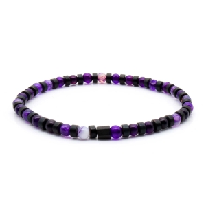 Bransoletka fioletowa - koraliki - kamienie naturalne ametyst