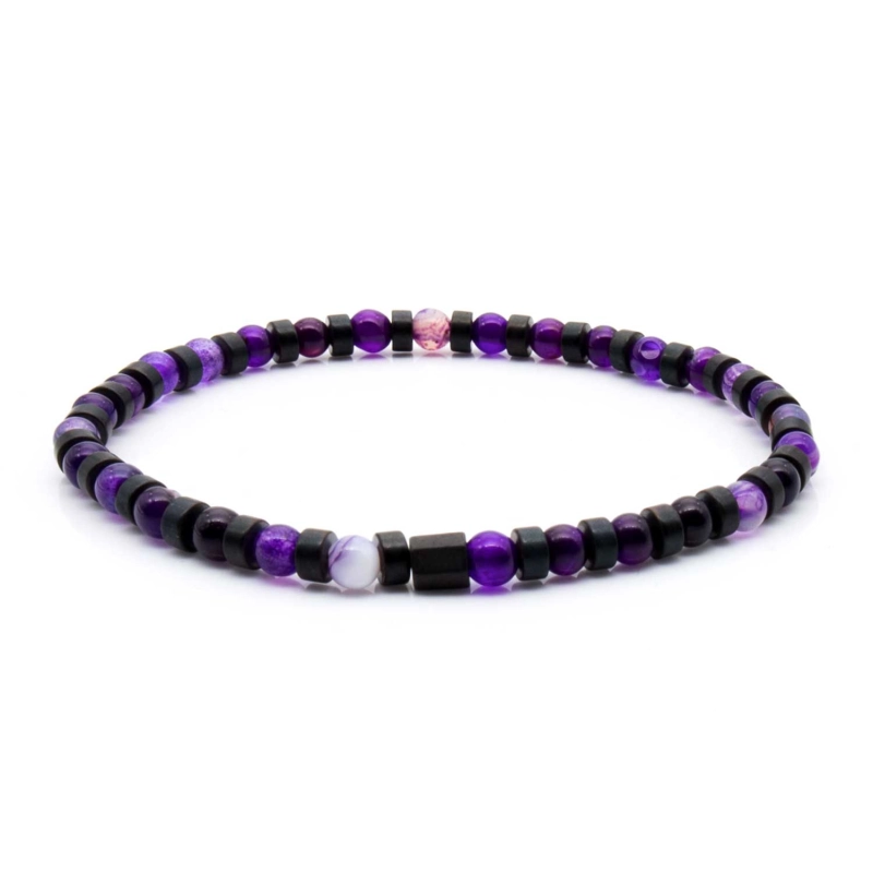 Bransoletka fioletowa - koraliki - kamienie naturalne ametyst