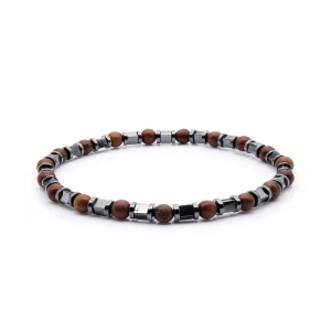 Bransoletka brązowa koraliki - kamienie naturalne agat