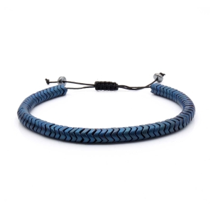 Bransoletka granatowa - koraliki z możliwością regulacji - kamienie naturalne hematyt