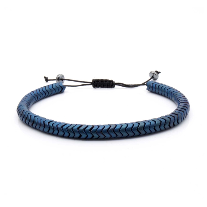 Bransoletka granatowa - koraliki z możliwością regulacji - kamienie naturalne hematyt