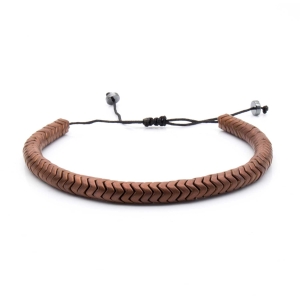 Bransoletka brązowa / miedziana - koraliki z możliwością regulacji - kamienie naturalne hematyt