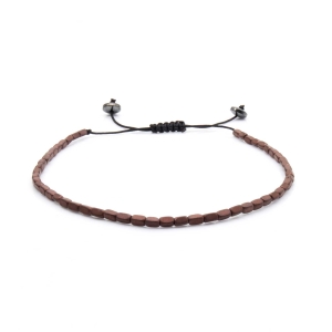 Bransoletka brązowa / miedziana - koraliki z możliwością regulacji - kamienie naturalne hematyt
