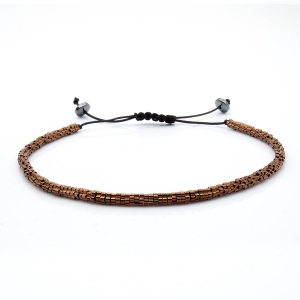 Bransoletka brązowa / miedziana - koraliki z możliwością regulacji - kamienie naturalne hematyt