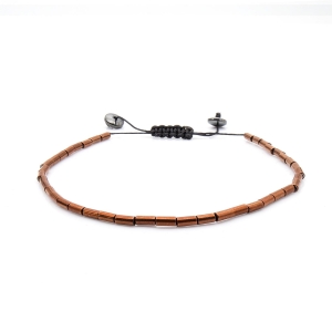 Bransoletka brązowa / miedziana - koraliki z możliwością regulacji - kamienie naturalne hematyt