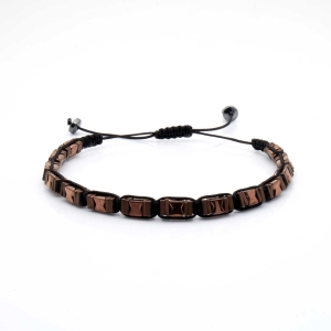Bransoletka brązowa / miedziana - koraliki z możliwością regulacji - kamienie naturalne hematyt
