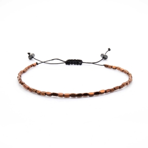 Bransoletka brązowa / miedziana - koraliki z możliwością regulacji - kamienie naturalne hematyt
