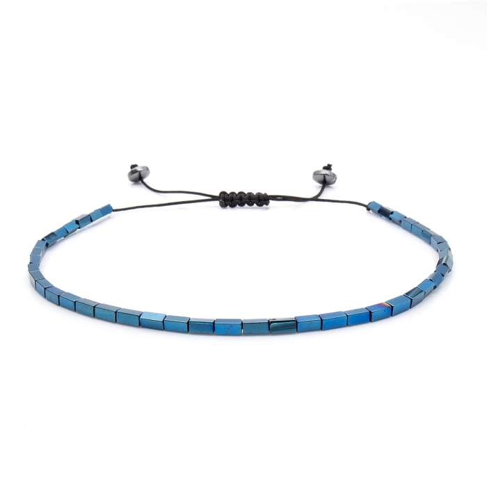 Bransoletka granatowa - koraliki z możliwością regulacji - kamienie naturalne hematyt