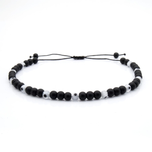 Bransoletka czarna - koraliki z możliwością regulacji - kamienie naturalne onyks