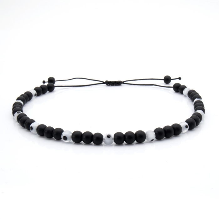 Bransoletka czarna - koraliki z możliwością regulacji - kamienie naturalne onyks