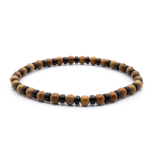 Bransoletka brązowa koraliki - kamienie naturalne tygrysie oko