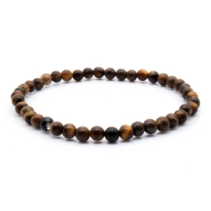 Bransoletka brązowa koraliki - kamienie naturalne tygrysie oko