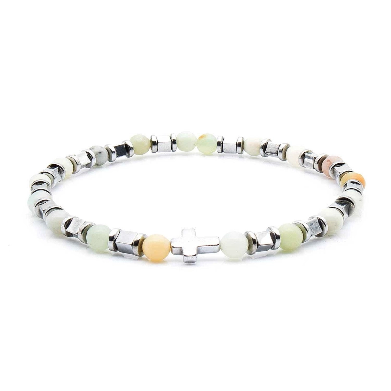 Bransoletka zielona / miętowa - koraliki z możliwością regulacji - kamienie naturalne jadeit