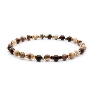Bransoletka brązowa koraliki - kamienie naturalne hematyt