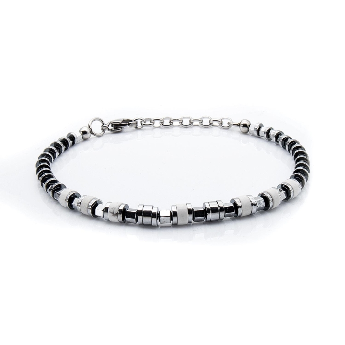 Bransoletka srebrna - koraliki z możliwością regulacji - stal szlachetna