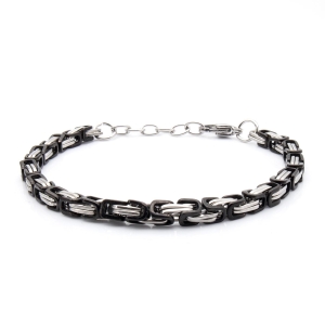 Bransoletka srebrna - splot bizantyjski / król z możliwością regulacji - stal szlachetna