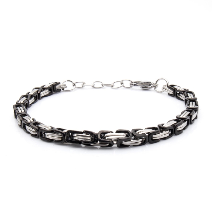 Bransoletka srebrna - splot bizantyjski / król z możliwością regulacji - stal szlachetna