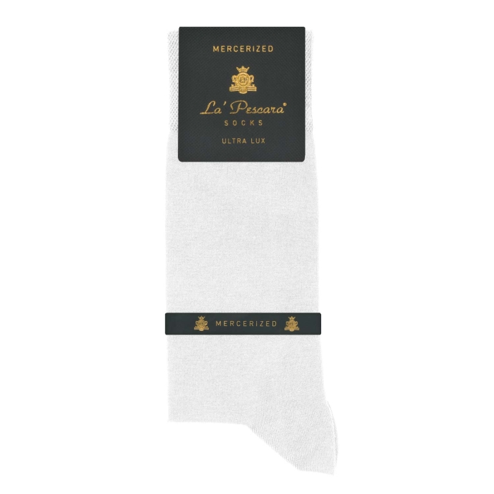 Skarpety garniturowe perłowa biel - bawełna merceryzowana PREMIUM COLLECTION La Pescara socks