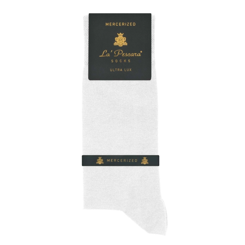 Skarpety garniturowe perłowa biel - bawełna merceryzowana PREMIUM COLLECTION La Pescara socks