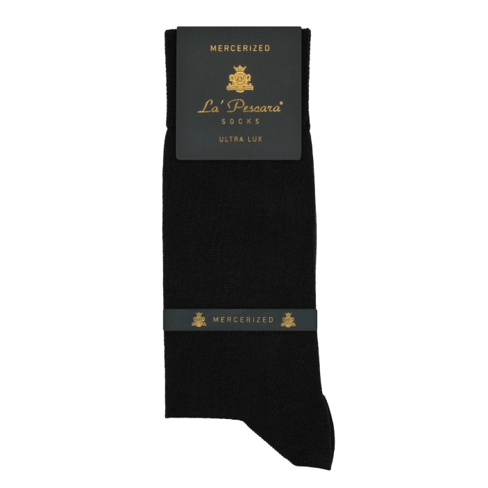 Skarpety garniturowe czarne-mineralna czerń - bawełna merceryzowana PREMIUM COLLECTION La Pescara socks
