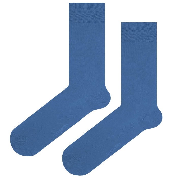 Skarpety garniturowe La Pescara niebieskie-kobaltowe - bawełna merceryzowana PREMIUM COLLECTION