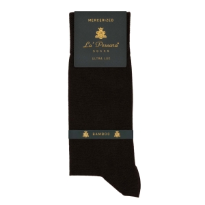 Skarpety garniturowe czekoladowy brąz - brązowe - bambus PREMIUM COLLECTION La Pescara