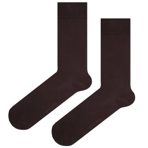 Skarpety garniturowe czekoladowy brąz - brązowe - bambus PREMIUM COLLECTION La Pescara