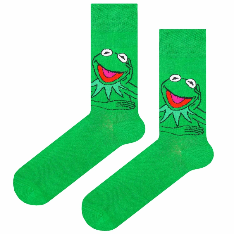 Skarpety kolorowe - zielone - kermit