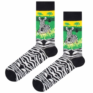 Skarpety kolorowe - czarno-białe - zebra