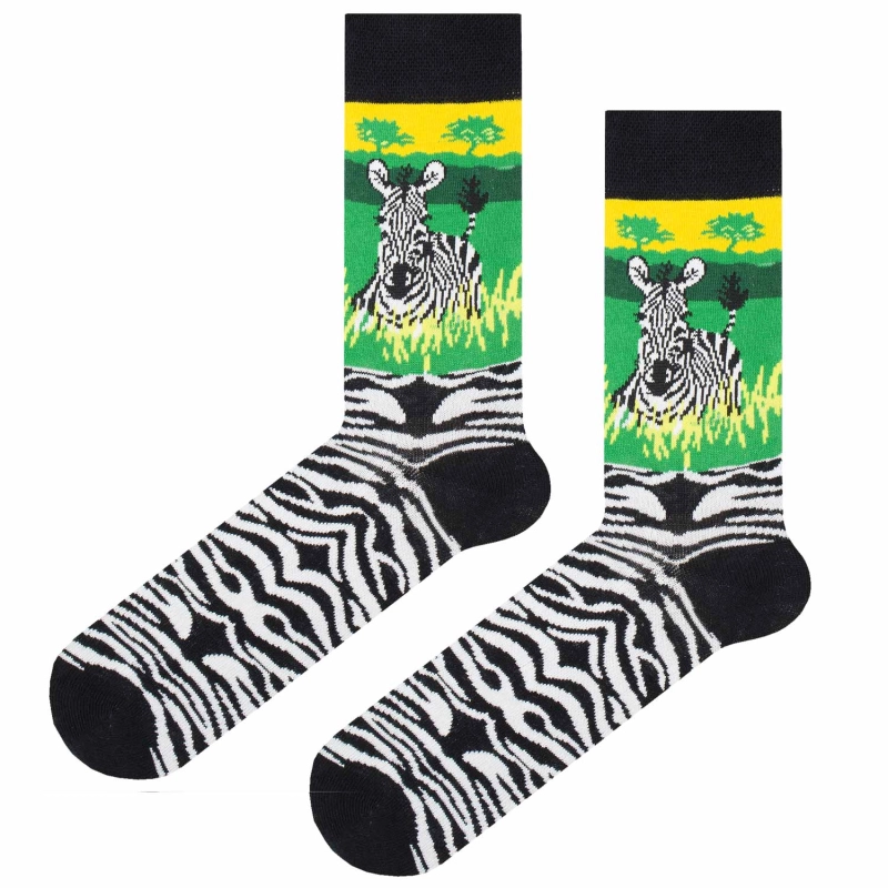 Skarpety kolorowe - czarno-białe - zebra