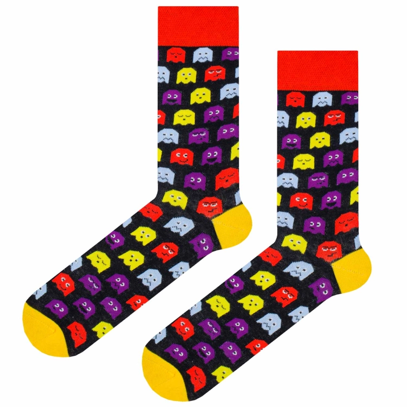 Skarpety kolorowe - czarne - Pac-man