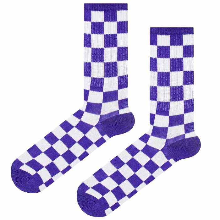 Skarpety kolorowe - niebieskie - szchownica