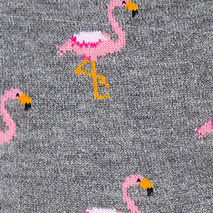 Skarpety kolorowe - szare - flamingi