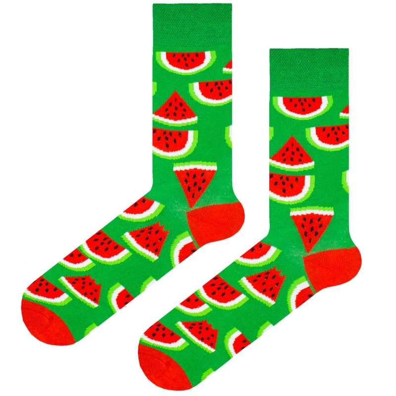 Skarpety kolorowe - zielone - owocowy arbuz