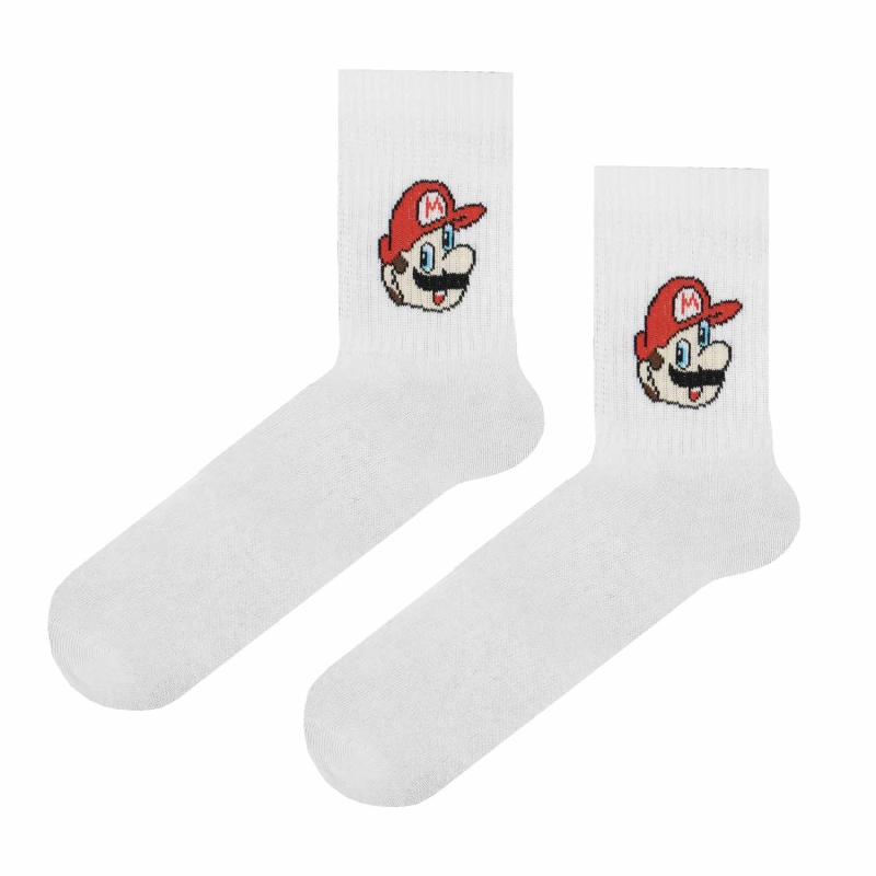 Skarpety kolorowe - białe - Mario