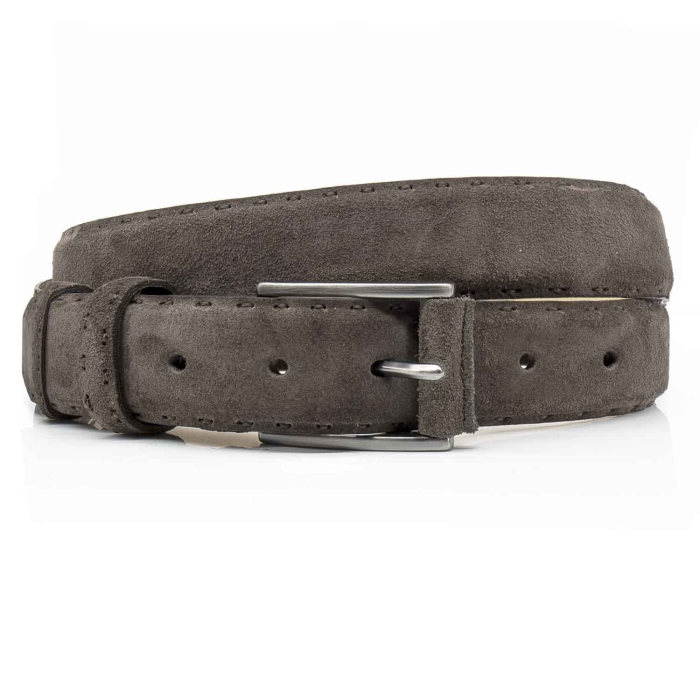 Pasek zamszowy skórzany - kolor jasny brązowy ze srebrną klamrą PREMIUM COLLECTION