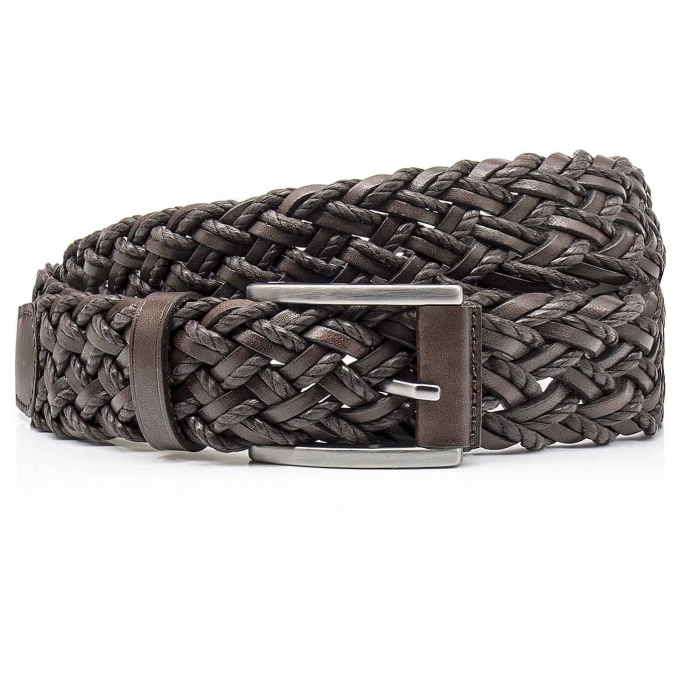 Pasek plecionka - skóra naturalna w kolorze czekolady - brązowy