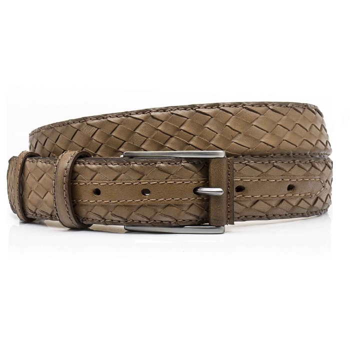 Pasek casualowy skóra naturalna  - w stylu plecionki - piaskowy brązowy