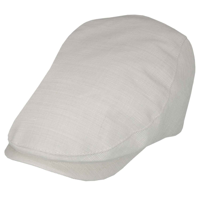 Kaszkiet lniany z bawełnianą podszewką - kremowy ivory gładki - letni